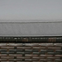 Outsunny 3 Pieces Garden Furniture Set w/ Cushions, PE Rattan Wicker Conversation Corner Sofa Set, Light Grey(m-13)