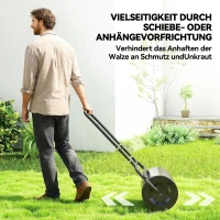 Outsunny Rasenwalze mit U-Griff, Gartenwalze, Gartenrolle, 32 cm Durchmesser, 38 L Wasser-/62 kg Sand, Metall, Schwarz, 58 x 32,5 x 113 cm(m-6)