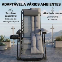 Outsunny Espreguiçadeira de Gravidade Zero Dobrável e Reclinável Ajustável com Apoios de Braços Apoio para Cabeça Cinza Claro(m-6)