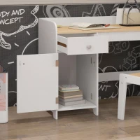 ZONEKIZ Kinderschreibtisch mit Stuhl, Kindertisch mit Schublade, Fach und großer Arbeitsfläche, für 3 bis 6 Jahre, 80 x 39 x 59 cm, weiß(m-4)