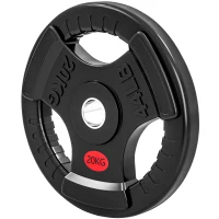 SPORTNOW Set de Discos 20 kg con Orificio de 5 cm y 3 Agarres, Acero con Revestimiento de Plástico, Negro(m-6)