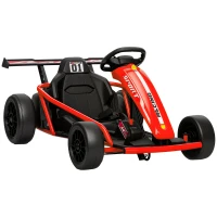 AIYAPLAY 24V elektrische gokart om te rijden en te driften, nylonbanden, veiligheidsgordel, claxon, muziek, voor 8-12 jaar Rood(m-1)