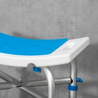 HOMCOM Banco de duche cadeira de duche - assento acolchoado e ajustável, patins de ventosa antiderrapantes, em alumínio azul(m-6)