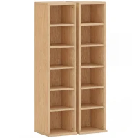 HOMCOM Lot de 2 étagères colonnes armoire de rangement CD-DVD 12 compartiments 21 x 22,5 x 88,5 cm capacité 204 CD bois naturel(m-1)
