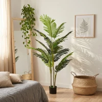 Outsunny Planta Artificial Palmera 150 cm con Maceta y Musgo para Decoración Interior Salón Oficina Ø18x150 cm Verde(m-8)
