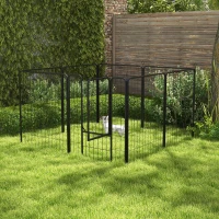 PawHut Luxe parc enclos modulable acier époxy porte verrouillable pour chiens, lapins, rongeurs, petits animaux, intérieur et extérieur 80 x 100 cm noir(m-10)