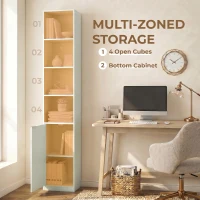 HOMCOM Bookcase Adjustable Shelf Bookshelf Anti-Tip Hardware 6-Tier Storage Cabinet Light Green(m-4)