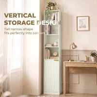 HOMCOM Bookcase Adjustable Shelf Bookshelf Anti-Tip Hardware 6-Tier Storage Cabinet Light Green(m-5)