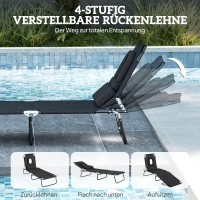 Outsunny Zonnebed met gezichtsopening & kussen, inklapbaar, waterafstotende bekleding, metalen frame, Zwart(m-5)