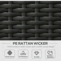 Outsunny 5PC PE Rattan Sun Lounger, Outdoor Wicker 5-level Adjustable Recliner Sofa Bed with Storage Side Table and Footstools, for Patio, Garden, Poolside, Black(m-4)