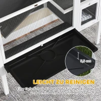PawHut Kleindierhok voor dwerghamsters, konijnen, cavia's, met accessoires, verhoogd ontwerp, hout, metaal, grijs(m-6)