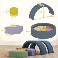 AIYAPLAY 7-delige softblokken-set voor peuters – schuim met afneembare cordhoes, diverse vormen, meerkleurig(m-3)