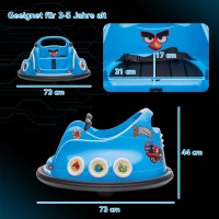 AIYAPLAY Kinder-autoscooter, 360°-draai, voor 3-5 jaar, met afstandsbediening, muziek, blauw(m-3)