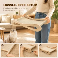 PawHut 2 in 1 Sisal Cat Scratcher Bed Cat Scratching Board and Lounger 60 x 35 x 13 cm Cream White(m-8)