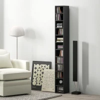 HOMCOM Rangements pour CD et DVD avec 12 compartiments, capacité max. 204 CD, 21 x 20 x 175 cm, noir(m-10)