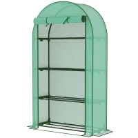 Outsunny Serre de jardin serre de balcon avec étagères à 4 niveaux, bâche en PE pour légumes, plantes,105 x 45 x 160 cm, vert(m-12)