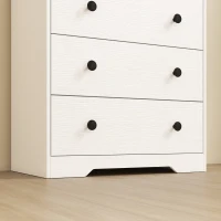 HOMCOM 4 Drawer Chest of Drawers, Modern Dresser for Bedroom, Storage Cabinet for Living Room Entryway, White Wood Effect(m-9)