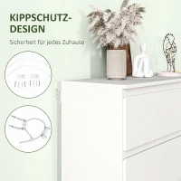HOMCOM Kommode mit 6 Schubladen, Moderne Aufbewahrungsmöbel für das Schlafzimmer, Weiß(m-5)