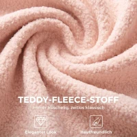 HOMCOM Drehbarer Bürostuhl aus Teddyfleece, höhenverstellbar, mit Rollen, Komfortschaum, Rosa(m-7)