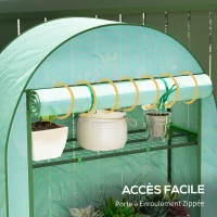 Outsunny Serre de jardin serre de balcon avec étagères à 4 niveaux, bâche en PE pour légumes, plantes,105 x 45 x 160 cm, vert(m-6)