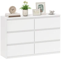 HOMCOM Kommode mit 6 Schubladen, Moderne Aufbewahrungsmöbel für das Schlafzimmer, Weiß(m-11)