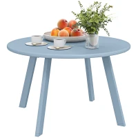 Outsunny Petite table basse ronde, table d'appoint avec patins antidérapants, cadre en métal, pour jardin, Ø 70 x 42 cm, bleu(m-12)