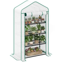 Outsunny Serre de jardin balcon étagère serre 4 niveaux 90 x 49 x 160 cm acier galvanisé bâche amovible PE haute densité blanc(m-11)