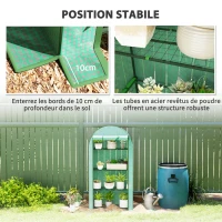 Outsunny Serre de jardin serre de balcon avec étagères à 4 niveaux, bâche en PE pour légumes, plantes,105 x 45 x 160 cm, vert(m-7)