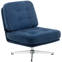 HOMCOM Sedia da Salotto Girevole in Tessuto Effetto Ciniglia e Metallo, 70x87x84 cm, Blu Scuro(m-11)