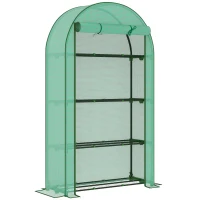 Outsunny Serre de jardin serre de balcon avec étagères à 4 niveaux, bâche en PE pour légumes, plantes,105 x 45 x 160 cm, vert(m-1)