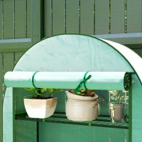Outsunny Serre de jardin serre de balcon avec étagères à 4 niveaux, bâche en PE pour légumes, plantes,105 x 45 x 160 cm, vert(m-8)