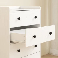 HOMCOM 4 Drawer Chest of Drawers, Modern Dresser for Bedroom, Storage Cabinet for Living Room Entryway, White Wood Effect(m-10)