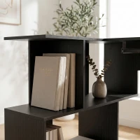 HOMCOM Scrivania angolare con ripiano tastiera e 4 vani, 120x100x76 cm Nero(m-10)