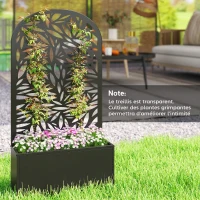 Outsunny Jardinière avec treillis, bac à fleurs en métal, à fixer au mur ou au sol, 61x23x113cm, noir(m-8)