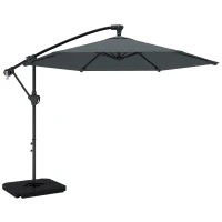 Outsunny Ombrellone a Sbalzo con Base a Croce, in Metallo e Poliestere, 302x295x242 cm, Grigio Scuro(m-1)