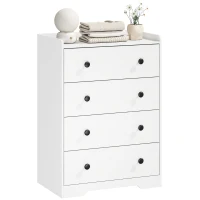 HOMCOM 4 Drawer Chest of Drawers, Modern Dresser for Bedroom, Storage Cabinet for Living Room Entryway, White Wood Effect(m-11)