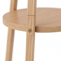 HOMCOM Bedside Light, Tripod Floor Lamp with Storage Shelf and Linen Shade for Living Room, 160cm, Natural Wood Colour(m-9)