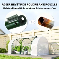 Outsunny Serre de jardin mini serre serre à tomates 2 x 1 x 0,8 m porte zippée bâche PE acier blanc(m-5)