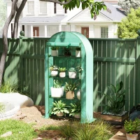 Outsunny Serre de jardin serre de balcon avec étagères à 4 niveaux, bâche en PE pour légumes, plantes,105 x 45 x 160 cm, vert(m-10)