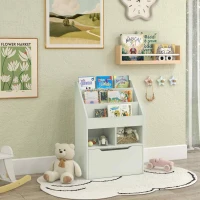 HOMCOM Kinderrek met Lade, Boekenrek met Vakken, 60 x 29,9 x 90 cm, Groen(m-2)