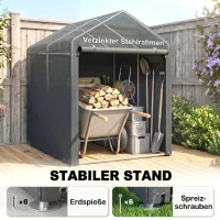Outsunny Gartenschuppen, Lagerzelt, robust & wetterfest, Stahlrahmen, 1,2x1,8x1,6m, Dunkelgrau(m-5)