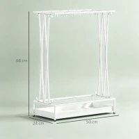 HOMCOM Portaombrelli con Vaschetta per l'Acqua, 21 Fori e 24 Ganci per Ombrello, in Acciaio, 50x24x68 cm, Bianco(m-3)