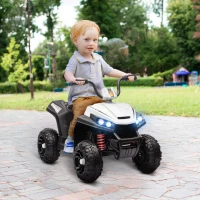 AIYAPLAY Elektro-Kinderquad, Licht & Musik, Federung, 5 km/h, 50 Min. Fahrzeit, für 3-5 Jahre, Weiß(m-10)
