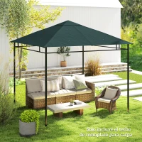 Outsunny Techo de Repuesto para Cenador, 3x3 m, Cubierta de Repuesto con 8 Orificios de Drenaje, Ventilación y Protección UV, SOLO Toldo de Recambio para Pabellón Gazebo, Verde Oscuro(m-7)