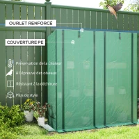 Outsunny Serre de jardin avec étagères métalliques à 3 niveaux serre de balcon couverture PE toit incliné 144 x 48 x 152 cm vert(m-4)