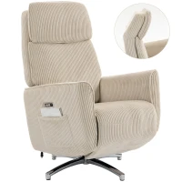 HOMCOM Fauteuil Relax Électrique Inclinable avec Fonction Couchage, 2 Moteurs, Fauteuil TV Pivotant avec Port USB(m-8)