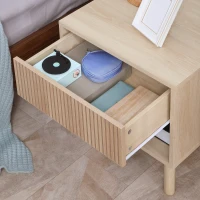 HOMCOM Mesa de Cabeceira com Gaveta e Prateleira Aberta Estilo Moderno para Quarto 47x47x50 cm Madeira(m-9)