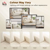 HOMCOM Canapé d'angle 256 cm avec méridienne, canapé-lit 3 places en chenille forme de L, assise et accoudoirs larges, beige(m-8)