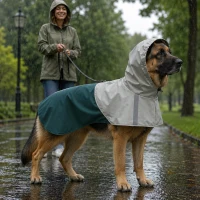 PawHut Imperméable pour Chiens avec Capuche, Ouverture pour Laisse et Bandes Réfléchissantes, pour Chiens de Très Grande Taille, Vert(m-3)