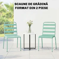 Outsunny Set de 2 Scaune Stivuibile din Metal, pentru Terasă și Grădină, Verde(m-4)